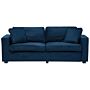 3 Seater Sofa Blue Track Arms Throw Pillows