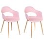 Set Of 2 Dining Chairs Pink Synthetic Material Sleek Legs Decorative Home Furniture Dining Room