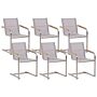 Set Of 6 Garden Chairs Beige Synthetic Seat Stainless Steel Frame Cantilever Style