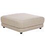 Ottoman Footstool Beige Polyester Fabric Upholstered Square Minimalist Modern Sofa Element