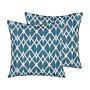 Set Of 2 Garden Cushions Blue Polyester Geometric Pattern 45 X 45 Cm Modern Decor Accessories Water Resistant