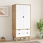 Vidaxl Wardrobe Otta Brown And White 76.5x53x172 Cm Solid Wood Pine