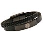 Celtic Fc Black Ip Leather Bracelet