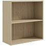 Homcom 2 Tier Bookshelf, Low Bookcase With Adjustable Shelf, 2 Compartments For Home Office, Natural