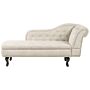 Chaise Lounge Light Beige Velvet Upholstery Right Hand Buttoned Nailheads Chesterfield Style