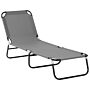 Outsunny Portable Folding Sun Lounger With 5-position Adjustable Backrest Relaxer Recliner With Lightweight Frame Grey