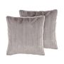 Set Of 2 Throw Cushions Grey Polyester 45 X 45 Cm Glam Embossed Zipper Furry