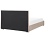 Storage Bed Taupe Velvet Upholstery Eu Super King Size 6ft Modern Design Padded Headboard Ottoman Lift