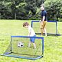 Homcom Set Of 2 Football Goal Net 6 X 3 Ft Foldable Outdoor Sport Training Teens Adults Soccer With Carrying Bag Blue