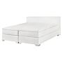 Eu Double Size Continental Bed 4ft6 White Faux Leather With Pocket Spring Mattress