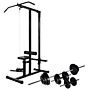 Vidaxl Power Tower With Barbell And Dumbbell Set 30.5 Kg