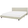 Slatted Bed Frame Beige Polyester Fabric Upholstered 6ft Eu Super King Size