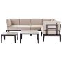 Garden Sofa Set Grey Aluminium Polyester 6 Seater Outdoor Patio Terrace 2 Coffee Tables Cushions