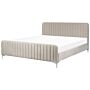 Bed Frame Taupe Velvet Eu Super King Size 6ft Tufted Headboard Metal Legs Modern Design