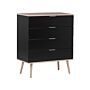 Chest Of Drawers Black Sideboard With 4 Drawers 93 X 79 Cm Storage Cabinet