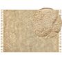 Area Rug Beige Cotton 160 X 230 Cm Geometric Pattern Carved Hand Tufted Shaggy With Tassels