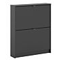 Shoes Shoe Cabinet W. 2 Tilting Doors And 1 Layer In Matt Black