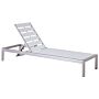 Garden Outdoor Lounger White Plastic Wood Aluminium Frame Adjustable Reclining Backrest