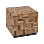 Coffee Table Light Wood Teak Cube Rustic Style Accent Side Table