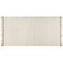 Area Rug Light Beige Jute 80 X 150 Cm Tassels Handwoven