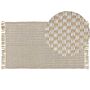 Area Rug Beige Jute And Cotton 80 X 150 Cm Fringed Hand Woven