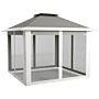 Outsunny Pop Up Canopy Tent With Double Roof, Zipped Mesh Sidewalls, Carrying Bag, Height Adjustable For Patio Garden, Dark Grey