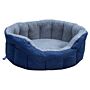 P&l Premium Oval Drop Fronted Bolster Style Heavy Duty Fleece Lined Softee Bed Navy Blue/silver Size Large - Internal L76cm X W64cm X H24cm