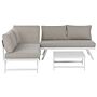 5 Seater Garden Sofa Set Taupe Cushions White Frame Adjustable Seats Coffee Table