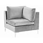 1-seat Corner Section Grey Velvet Sofa Module Silver Metal Legs Glamour Style Beliani