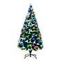 Homcom 1.5m Tall Artificial Christmas Tree Fiber Optic Colorful Led Pre-lit Holiday Home Christmas Decoration With Flash Mode, Green