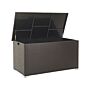 Outdoor Storage Box Brown Faux Rattan Garden Deck Cushion Chest 155 X 75 Cm