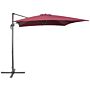 Garden Sun Parasol Burgundy Canopy Black Steel Pole 235 Cm Weather Resistant Cantilever With Crank Mechanism