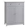 Kleankin Bathroom Storage Cabinet Free-standing Bathroom Cabinet Unit W/ 2 Drawers Cupboard Adjustable Shelf Handles Traditional Style 75x60cm Grey