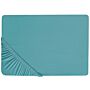 Fitted Sheet Turquoise Cotton 90 X 200 Cm Solid Pattern Classic Elastic Edging