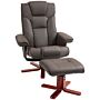 Homcom Faux Leather Manual Recliner And Footstool Set - Brown