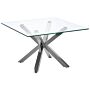 Coffee Table Silver Glass 70 X 70 Cm Glossy Metal Legs Modern Square