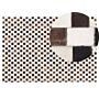 Area Rug Brown And Beige Cowhide Leather 140 X 200 Cm Geometric Pattern Patchwork