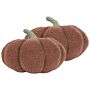 Set Of 2 Pumpkin Cushions Brown Boucle ⌀ 28 Cm Throw Pillow Halloween Decor Stuffed Toy