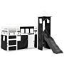 Vidaxl Kids' Loft Bed With Tower White&black 90x200 Cm Solid Wood Pine