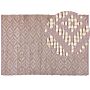 Area Rug Carpet Pink And Beige Cotton Jute 160 X 230 Cm Geometric Pattern