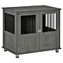 Pawhut Dog Crate Furniture End Table, Pet Kennel For Small And Medium Dogs With Magnetic Door Indoor Animal Cage, Grey, 85 X 55 X 75 Cm