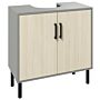 Kleankin Under Sink Cabinet, Under Sink Unit Bathroom Vanity, Storage Cupboard With Double Doors, Storage Shelves, 60x30x61cm, Natural