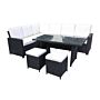 Berlin Black 1pc Three Seater Corner Sofa, 1pc Three Seater One Arm Sofa, 1pc Table, 2pcs Footrest