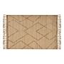 Area Rug Beige Jute 160 X 230 Cm Handwoven Lines Geometric Pattern With Tassels Natural Boho Style Textile