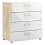 Pepe Chest Of 4 Drawers In Oak With White High Gloss