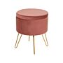 Storage Pouffe Pink Velvet 42 X 42 X 44 Cm Gold Metal Legs Upholstery Ottoman Footstool