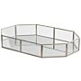 Decorative Tray Silver Stainless Steel And Glass Mirrored Octagon Shape 32 X 22 Cm Accent Piece For Jewellery Candles