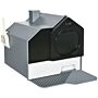 Pawhut Hooded Cat Litter Tray With Scoop, Cat Litter Box With Drawer Pan, Handle, Deodorants, Hut Design, Front Entrance, 47 X 45 X 42 Cm, Grey