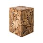 Side Table Light Wood Teak Rustic Style Accent Table Beliani