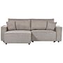 Right Hand Corner Sofa Bed Taupe Fabric Polyester Upholstered 3 Seater L-shaped Bed With Cushions Sleeping Function